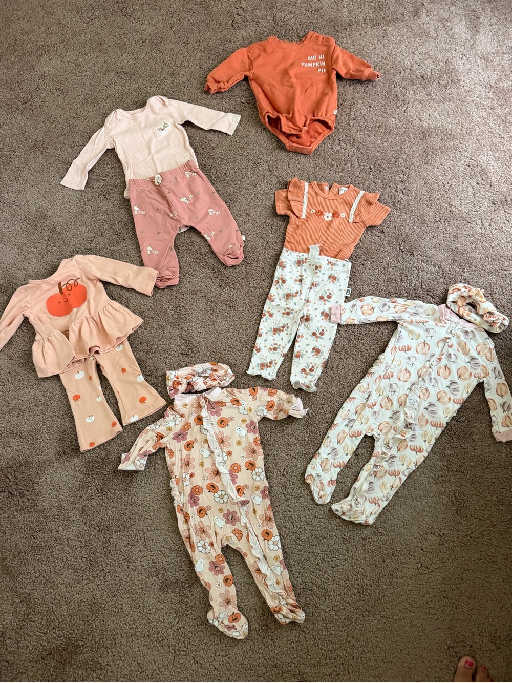 Fall/Halloween Baby Girl Outfits Bundle - 6 pieces
